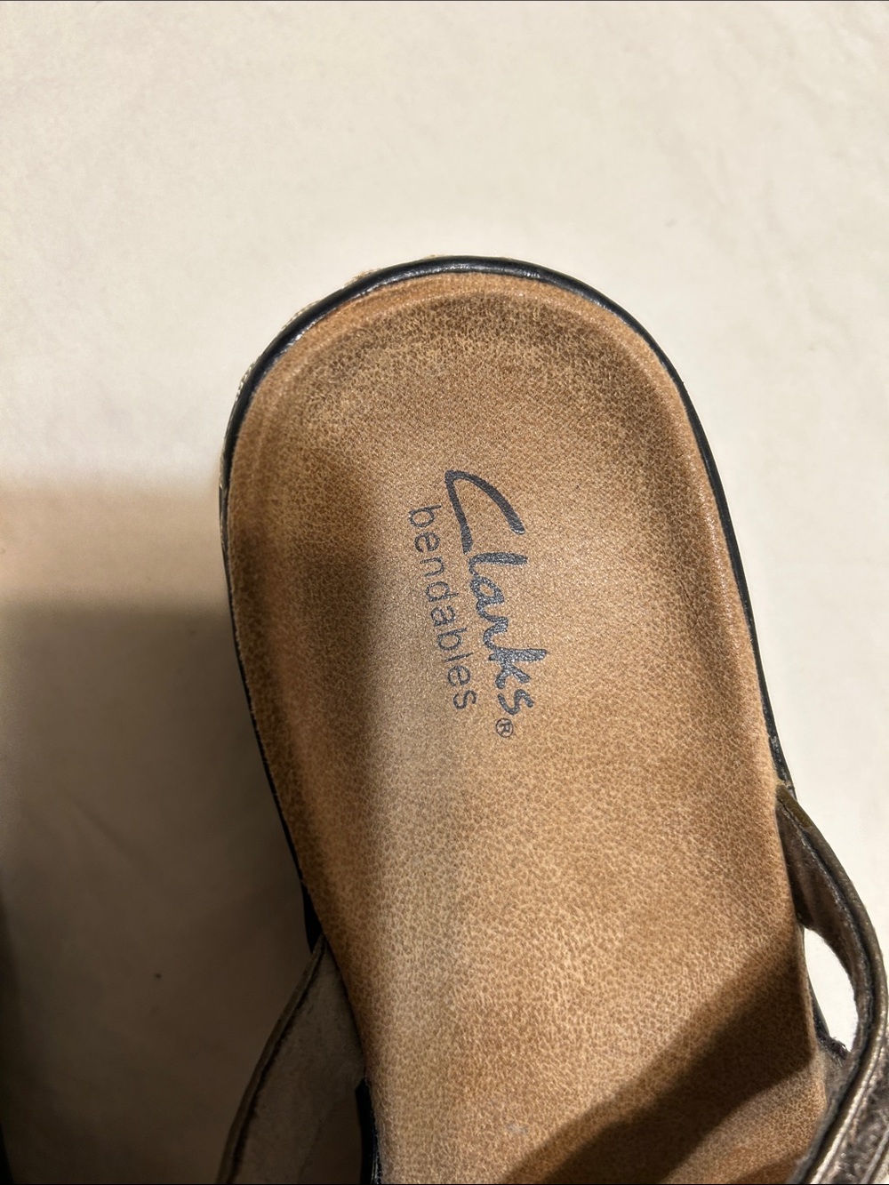 Clarks Olive Brown Studded Leather Slide Sandals - Picture 3 of 6